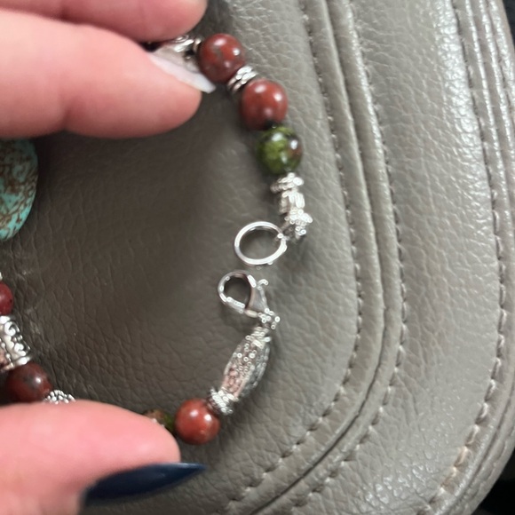 Turquoise and Silver Beaded Bracelet - Picture 2 of 2